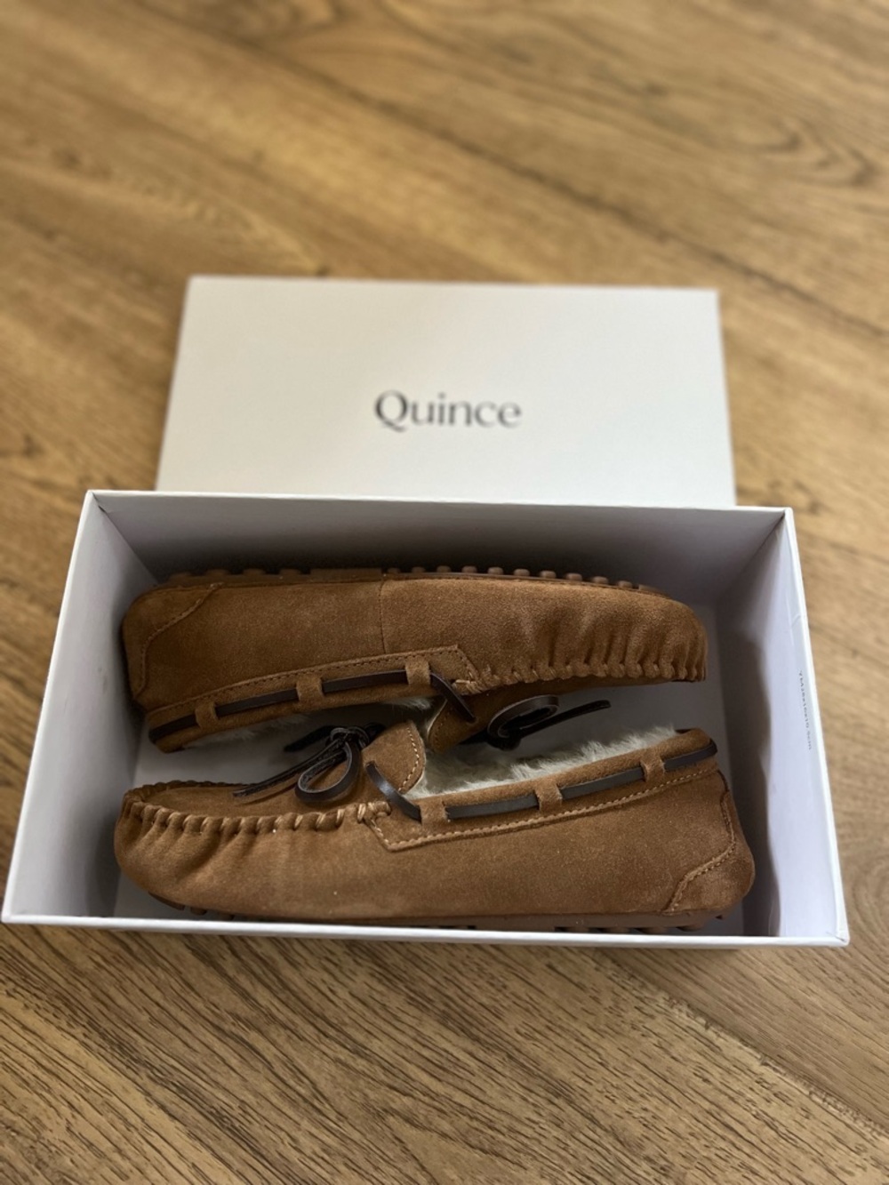 Quince women’s Australian Shearling Moccasin Slipper in pecan